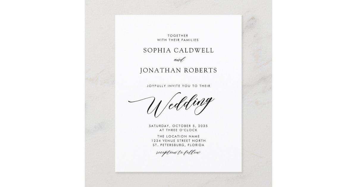 Budget Elegant Calligraphy Wedding Invitation | Zazzle