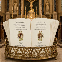 Budget Elegant Catholic Wedding Program Stationery