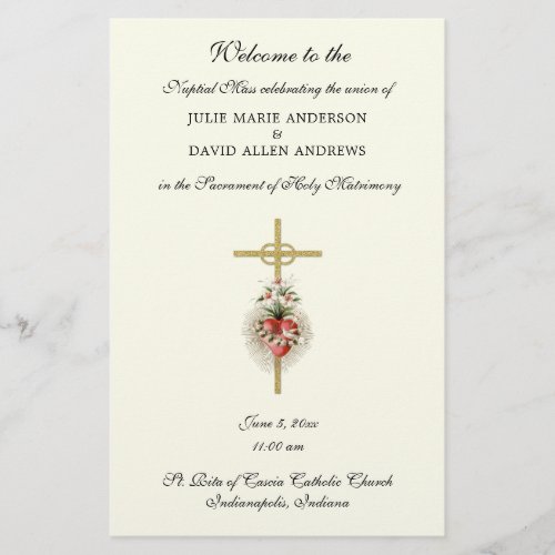 Budget Elegant Catholic Wedding Program Stationery