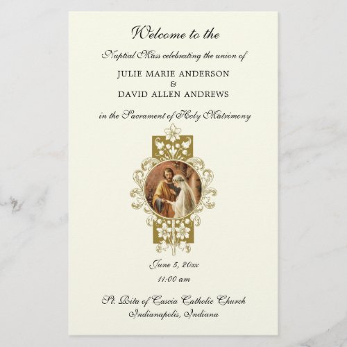 Budget Elegant Catholic Wedding Program Stationery