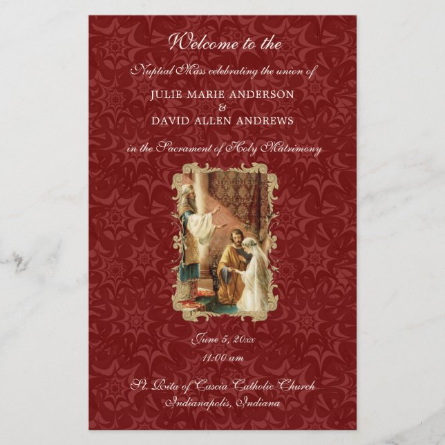 Budget Elegant Catholic Wedding Program Stationery (Front)