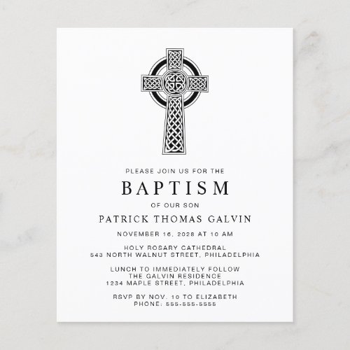 Budget Elegant Celtic Cross Baptism Invitation