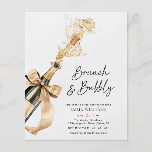 Budget Elegant Champagne Bridal Shower Invitation Flyer