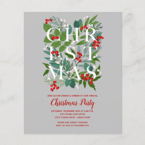 Budget Elegant Christmas Greenery Invitation Flyer