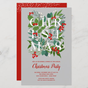 Budget Elegant Christmas Greenery Invitations