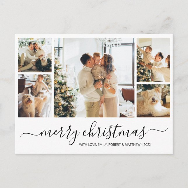 Budget Elegant Collage Christmas Holiday Postcard (Front)