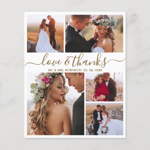 Budget Elegant Collage Wedding Thank You Card