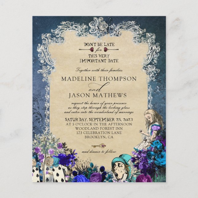 Budget Elegant Dark Alice in Wonderland Wedding (Front)