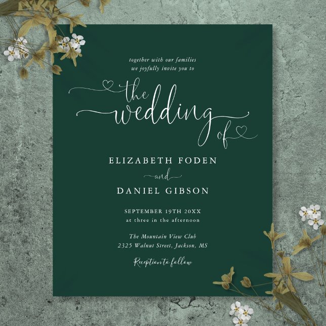 Budget Elegant Emerald Script Wedding Invitation (Budget Elegant Emerald Script Wedding Invitation)