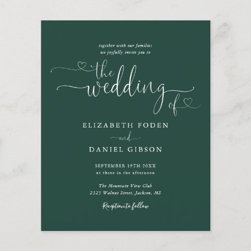 Budget Elegant Emerald Script Wedding Invitation