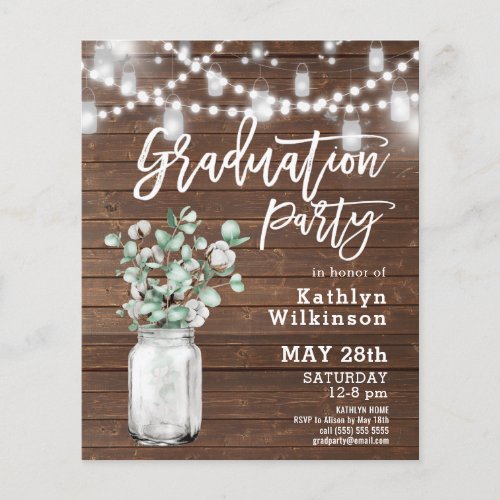 BUDGET Elegant Eucalyptus Greenery GRAD Invitation