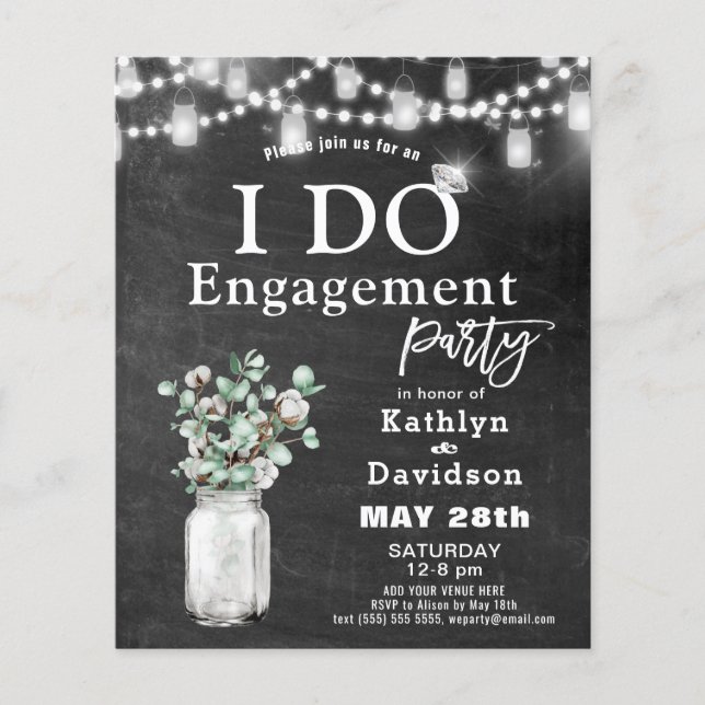BUDGET Elegant Eucalyptus I DO Party Invitation (Front)