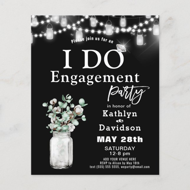 BUDGET Elegant Eucalyptus I DO Party Invitation (Front)