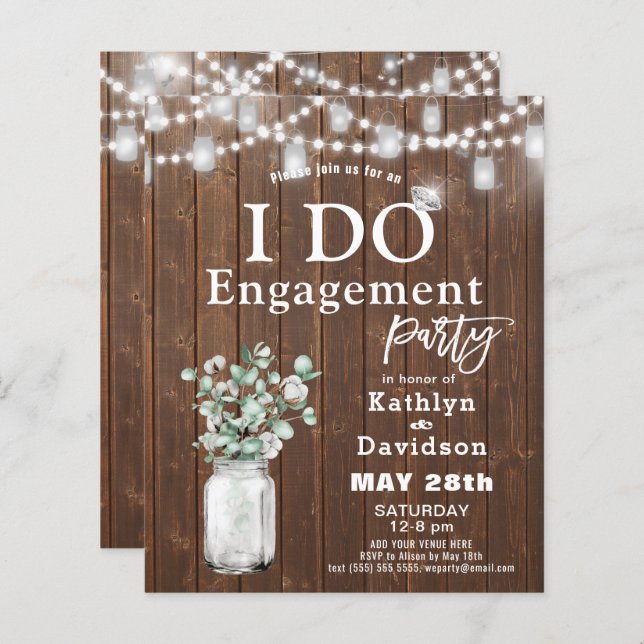BUDGET Elegant Eucalyptus I DO Party Invitation (Front/Back)