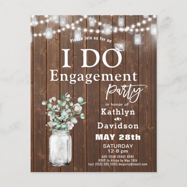 BUDGET Elegant Eucalyptus I DO Party Invitation Flyer (Front)