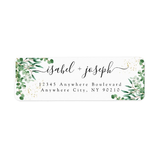 Budget Elegant Eucalyptus Leaves Return Address Label (Front)