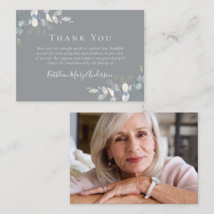 BUDGET Elegant Eucalyptus Photo Funeral Thank You Note Card