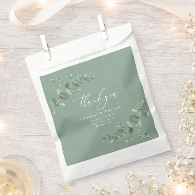 Budget elegant eucalyptus sage green wedding party favor bag (Clipped)