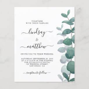 Budget Elegant Eucalyptus Wedding Invitation