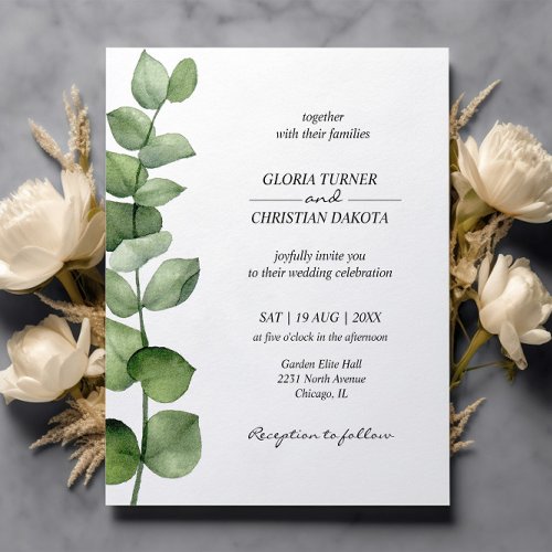 Budget Elegant Eucalyptus Wedding Invitation