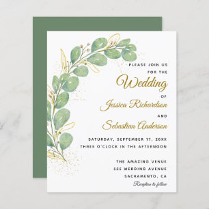 Budget Elegant Eucalyptus Wedding Invitations