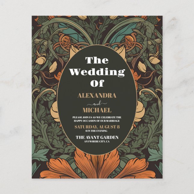 Budget Elegant Floral Art Nouveau Wedding (Front)