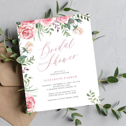 Budget elegant floral bridal shower invitation