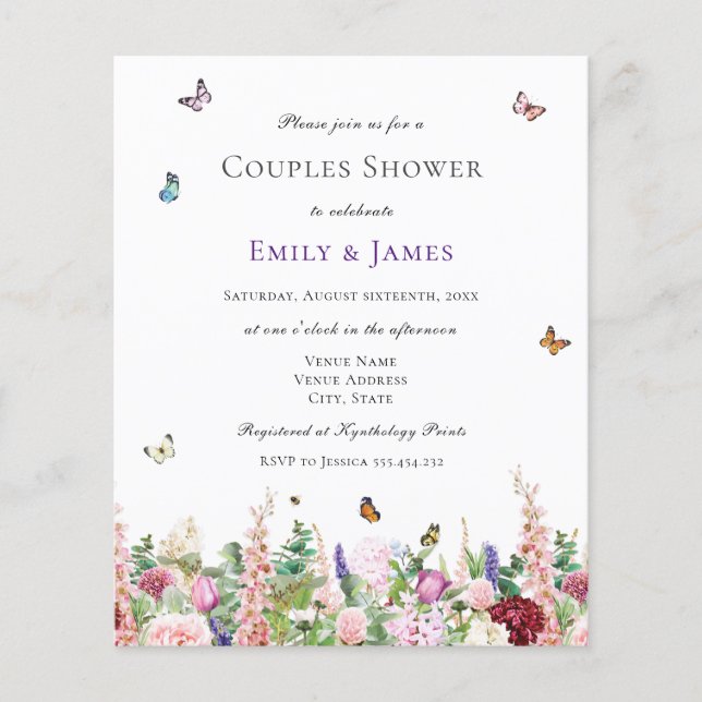 Budget Elegant Floral Couples Shower Invitation (Front)