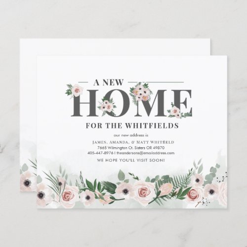 Budget Elegant Floral Moving Announcement