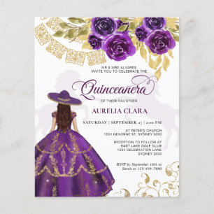 Budget Elegant Floral Purple Horse Quinceañera