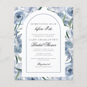 Budget Elegant Floral Something Blue Bridal Shower Flyer