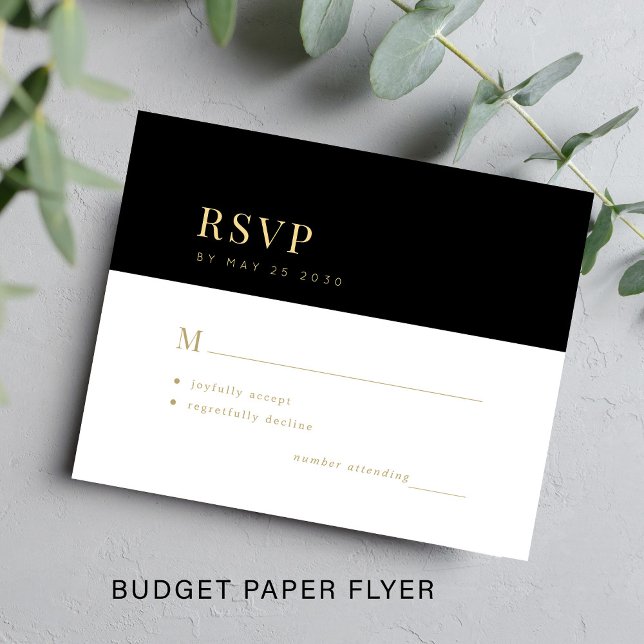 Budget elegant gold black typography wedding RSVP Flyer (Creator Uploaded)