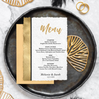 Budget Elegant Gold Scripture Flat Menu Card