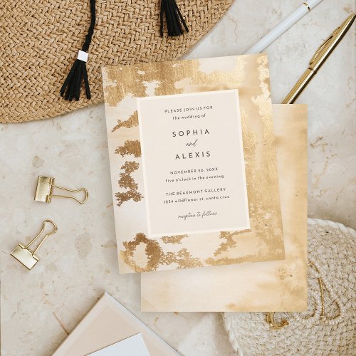 Budget Elegant Golden Abstract Watercolor Wedding