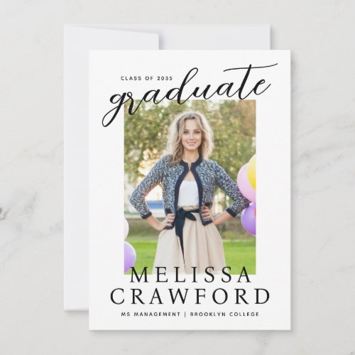 Budget Elegant Graduate Photo Graduation Card