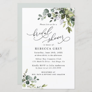 Budget Elegant Greenery Bridal Shower Invitation