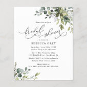 Budget Elegant Greenery Bridal Shower Invitation (Front)