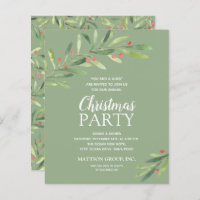 Budget Elegant Greenery Christmas Invitations