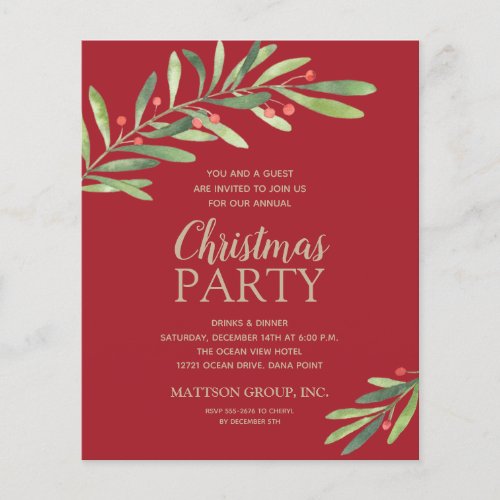 Budget Elegant Greenery Christmas Party Invitation Flyer