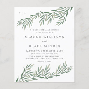 Budget Elegant Greenery Foliage Wedding Invitation