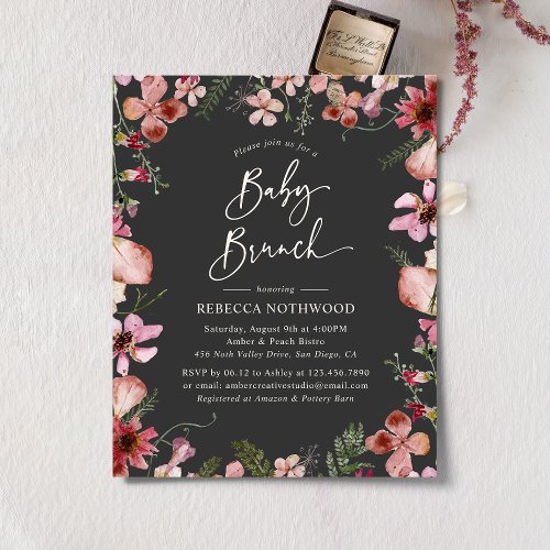 Budget Elegant Grey Peach Baby Brunch Invitation