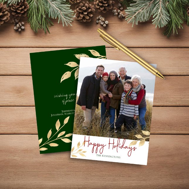 Budget Elegant Happy Holidays Gold Foil Photo (Budget Elegant Happy Holidays Gold Foil Photo Christmas Card)