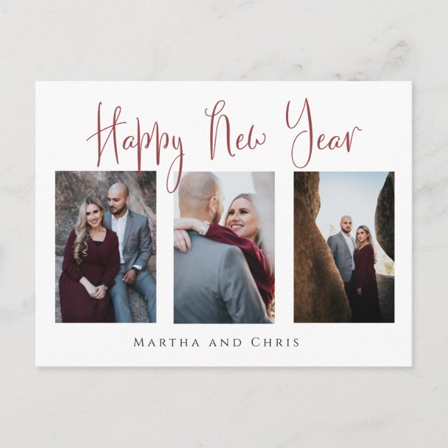 Budget Elegant Happy New Year Rose Gold Photo Postcard (Front)
