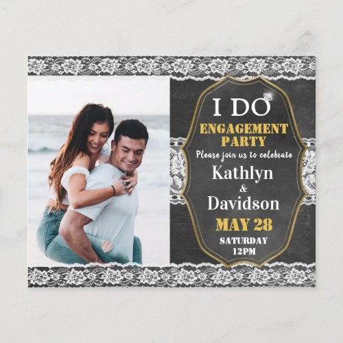 BUDGET Elegant Lace 4 Photo I DO Engagement Invite