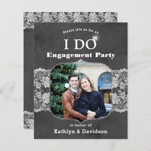 BUDGET Elegant Lace I DO Engagement Invitation