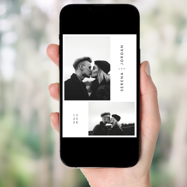 Budget Elegant Minimalist 2 Photo Wedding Invitation (Front Digital)
