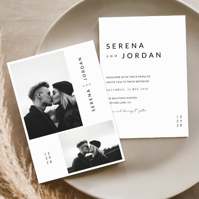 Budget Elegant Minimalist 2 Photo Wedding Invitation (Creator Uploaded)