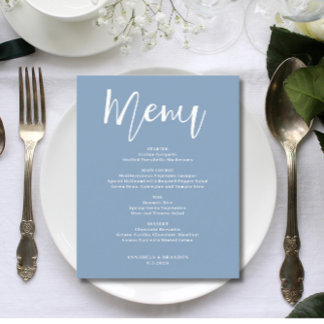 Budget Elegant Minimalist Dusty Blue Menu Flyer