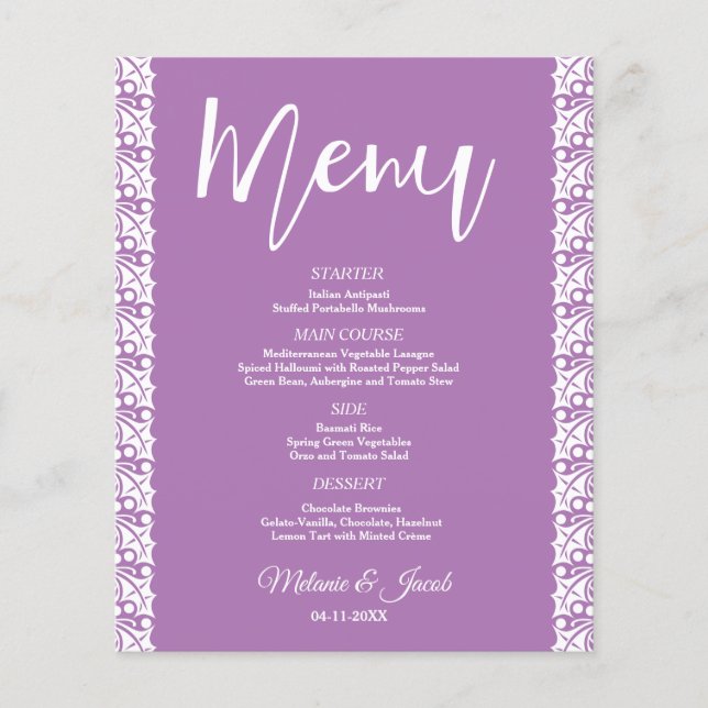 Budget Elegant Minimalist Lavender Menu Flyer (Front)