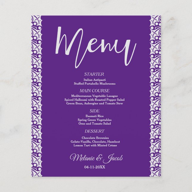 Budget Elegant Minimalist Purple Menu (Front)